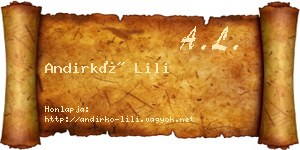 Andirkó Lili névjegykártya