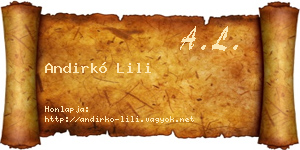 Andirkó Lili névjegykártya